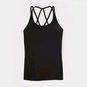 Gap Fit Active Tank Top Black XS Built In Bra Strappy Loose Fit Workout